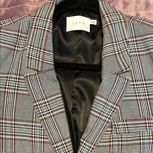 Lush Women’s Plaid Blazer - Black and White